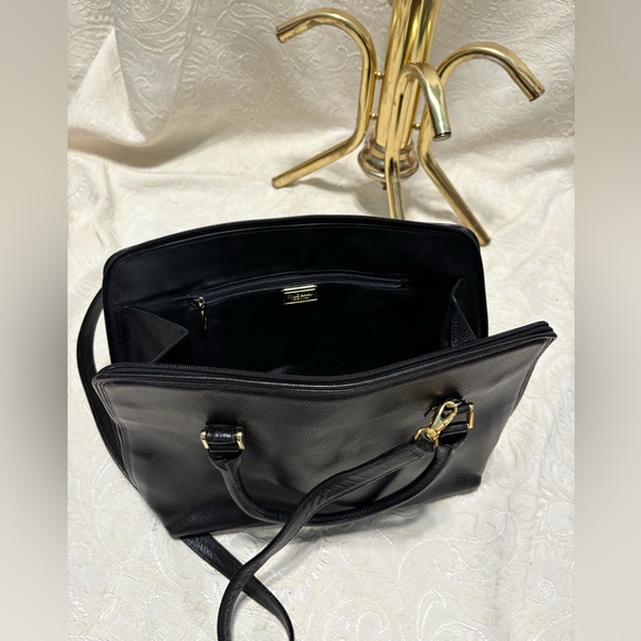 Cole Haan Black Leather Accessory with Gold Detail made in Italy 🇮🇹 real leather - Picture 1 of 13